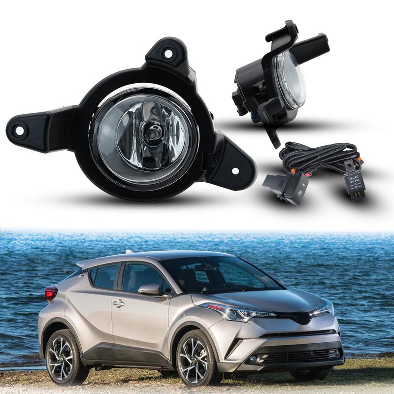 LEVANLIGHT Fog Lights Clear Lens Compatible with Toyota CHR 2017 2018 2019 Base LE  H16 12V 55W Halogen Bulb Front Driving Lamps Switch and Wiring Kit 81210480508122048050